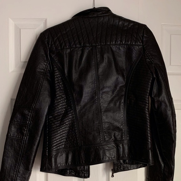 GUESS Women's Leather Jacket - Motorcycle | Color: Brown | Size: M - Picture 3 of 7